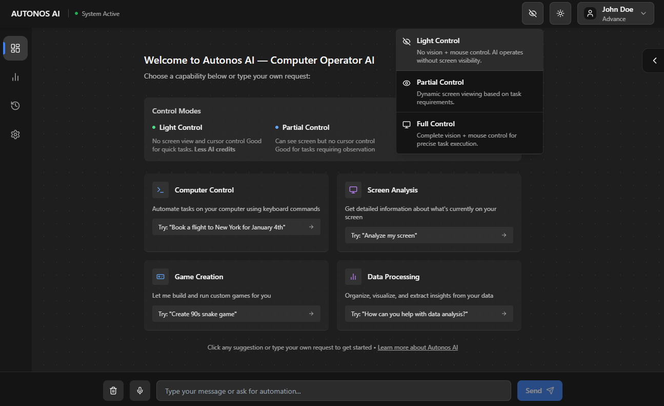 Autonos AI Interface